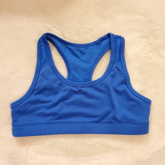 Old Navy Active Sports Bra Girls Medium 8 Go-Dry Mesh Racerback Cerulean Blue - Picture 2 of 11